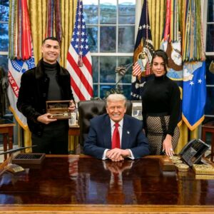Cristiano Ronaldo and his fiancée Georgina at the Oval Office in USA on Novermber 2025.